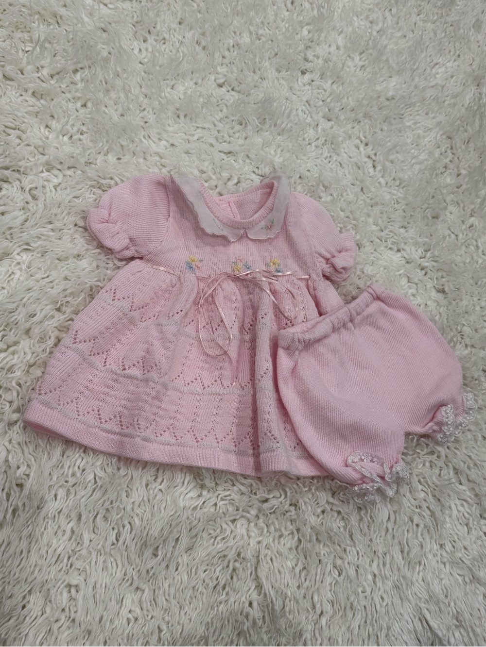 Pink Knit Baby Dress & Bloomers - Brand Karela kids made in Colombia 🇨🇴